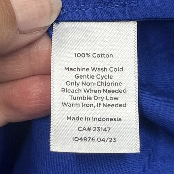 Talbots Plus Cotton Button Up Down Top Size 1X Royal Blue Office Mature Capsule - Picture 4 of 9